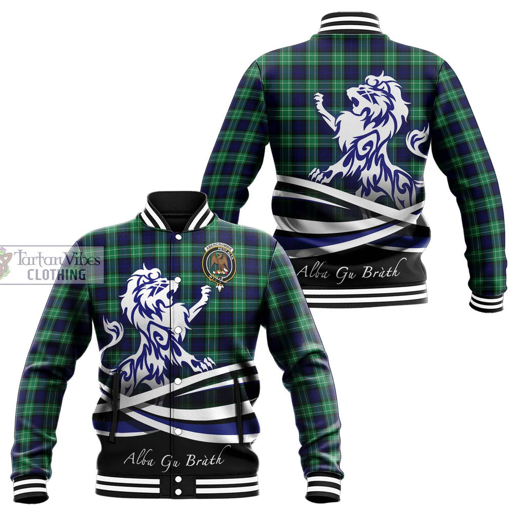 Abercrombie Tartan Baseball Jacket with Alba Gu Brath Regal Lion Emblem Unisex - Tartanvibesclothing Shop