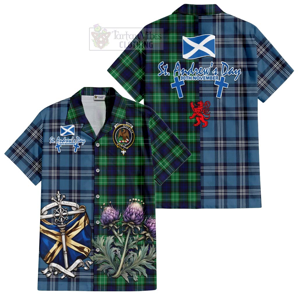 Tartan Vibes Clothing Abercrombie Tartan Short Sleeve Button Shirt Happy St. Andrew's Day Half Tartan Style