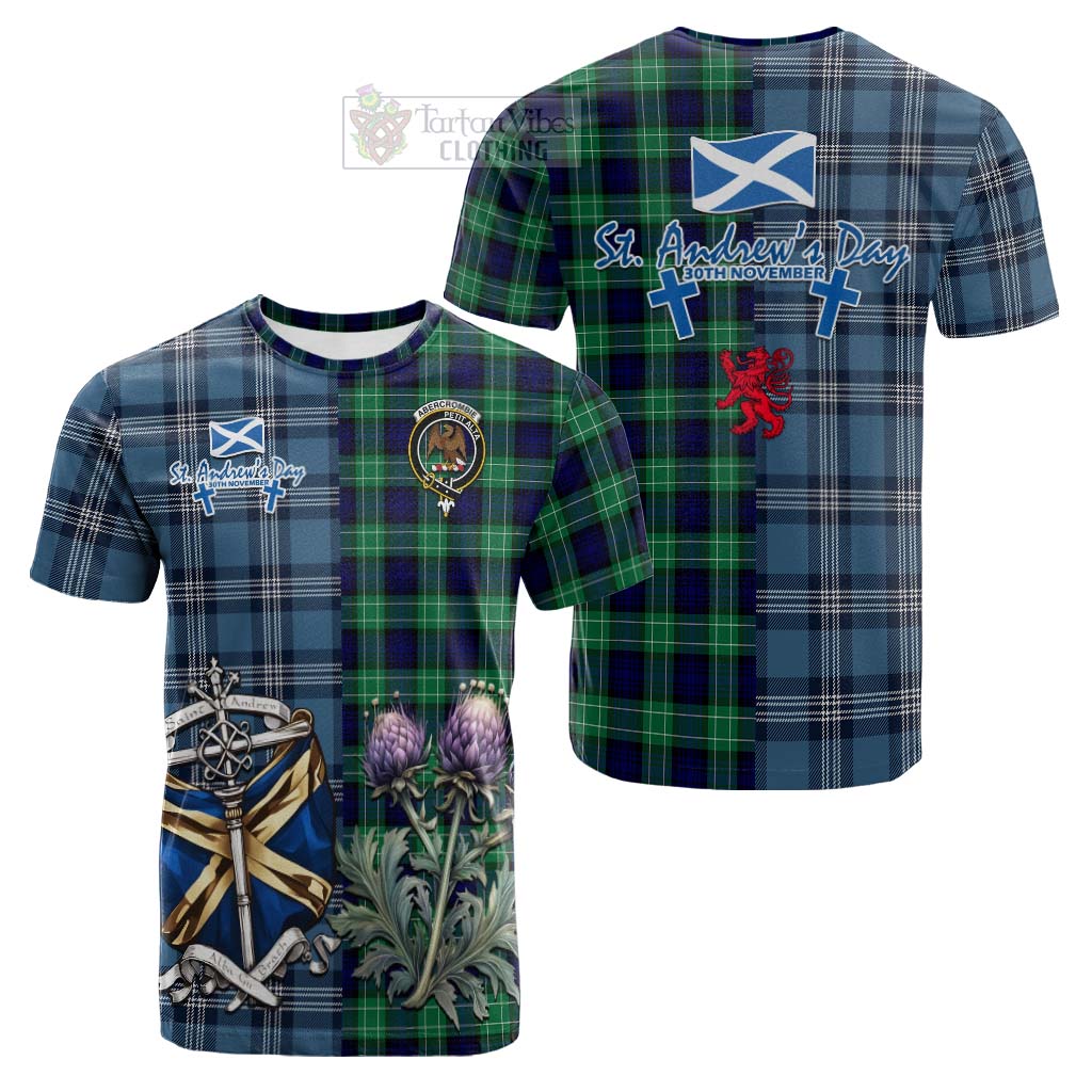 Tartan Vibes Clothing Abercrombie Tartan Cotton T-shirt Happy St. Andrew's Day Half Tartan Style