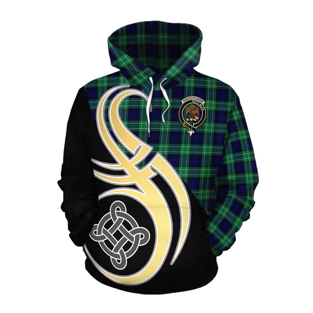 Tartan Vibes Clothing Abercrombie Tartan Cotton Hoodie with Family Crest and Celtic Symbol Style