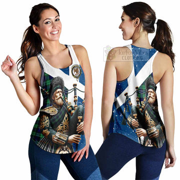 Abercrombie Tartan Women's Racerback Tanks with Family Crest Scottish Bagpiper Vibes