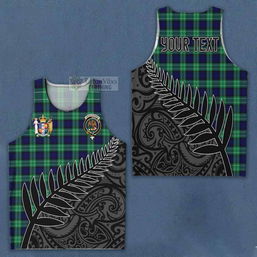 Tartan Vibes Clothing Abercrombie Crest Tartan Men's Tank Top with New Zealand Silver Fern Half Style