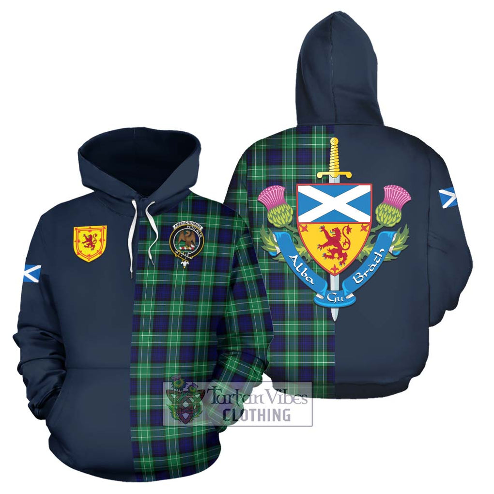 Tartan Vibes Clothing Abercrombie Tartan Hoodie with Scottish Lion Royal Arm Half Style