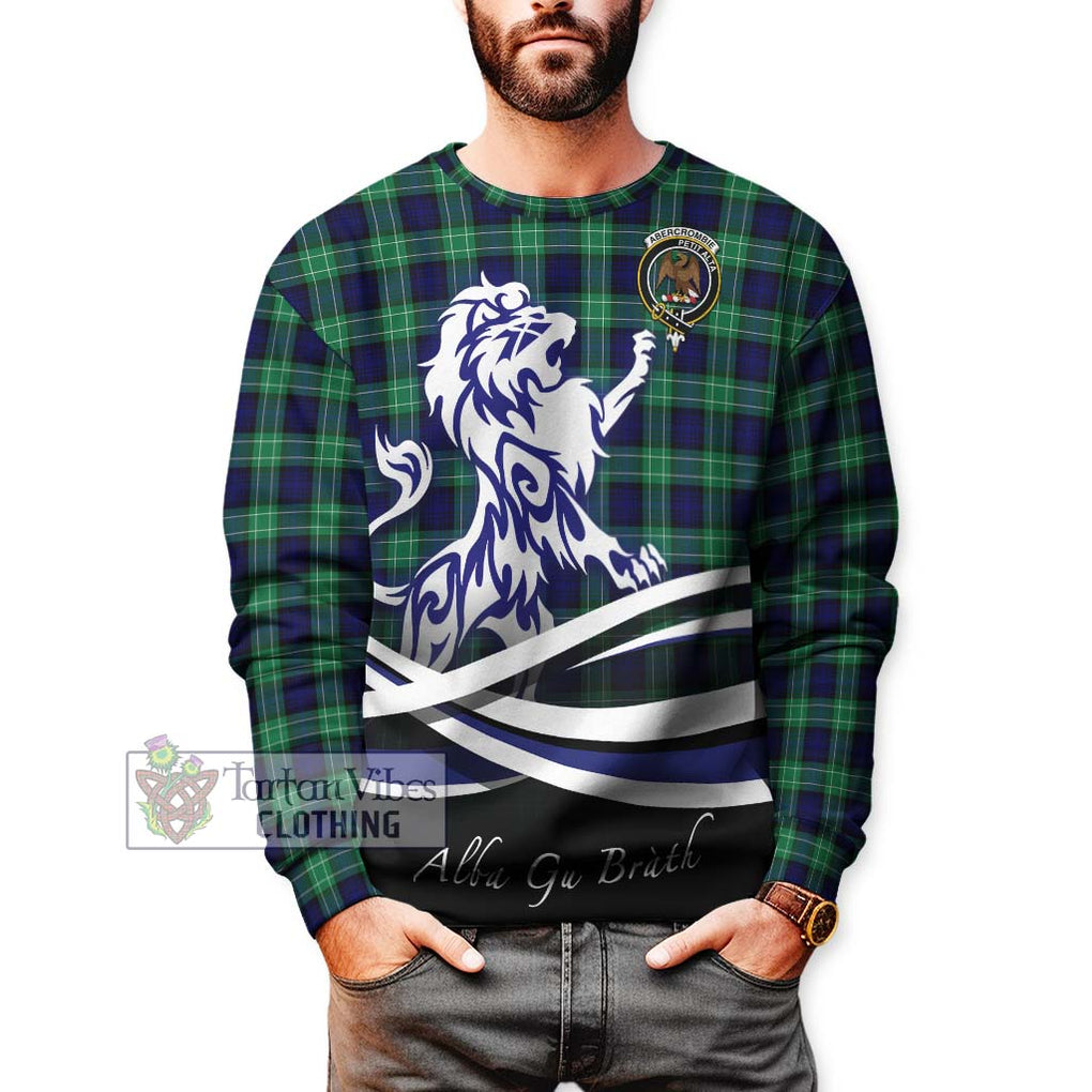 Abercrombie Tartan Sweatshirt with Alba Gu Brath Regal Lion Emblem Unisex - Tartanvibesclothing Shop