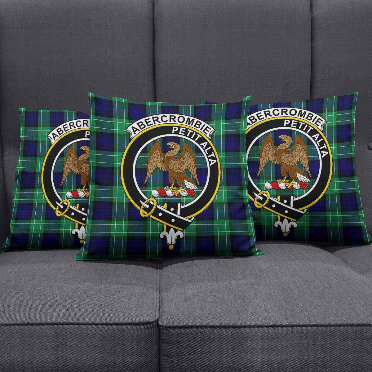 Abercrombie Tartan Pillow Cover with Family Crest Square Pillow Cover - Tartanvibesclothing