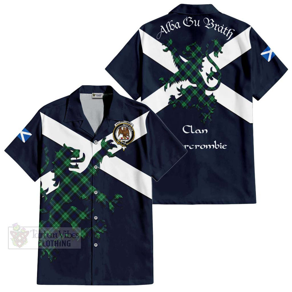 Tartan Vibes Clothing Abercrombie Tartan Lion Rampant Short Sleeve Button Shirt – Proudly Display Your Heritage with Alba Gu Brath and Clan Name