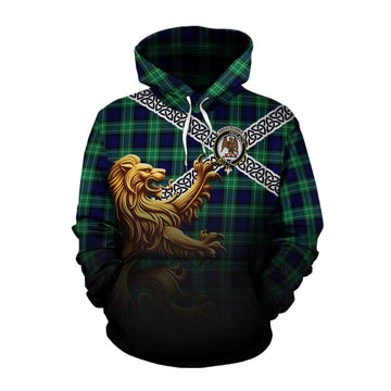 Abercrombie Crest Tartan Cotton Hoodie with Golden Lion Emblem Celtic Style Pullover Hoodie XS - Tartan Vibes Clothing