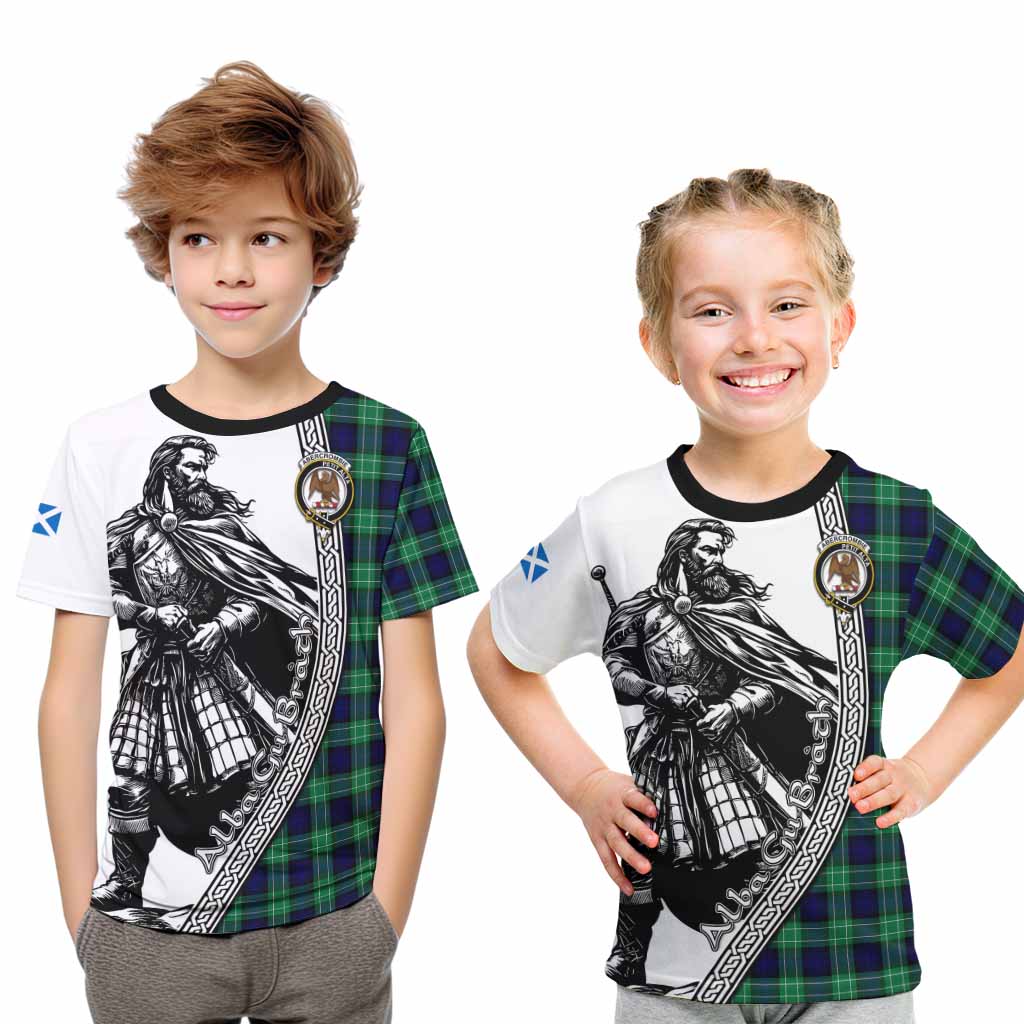 Abercrombie Tartan Clan Crest Kid T-Shirt with Highlander Warrior Celtic Style