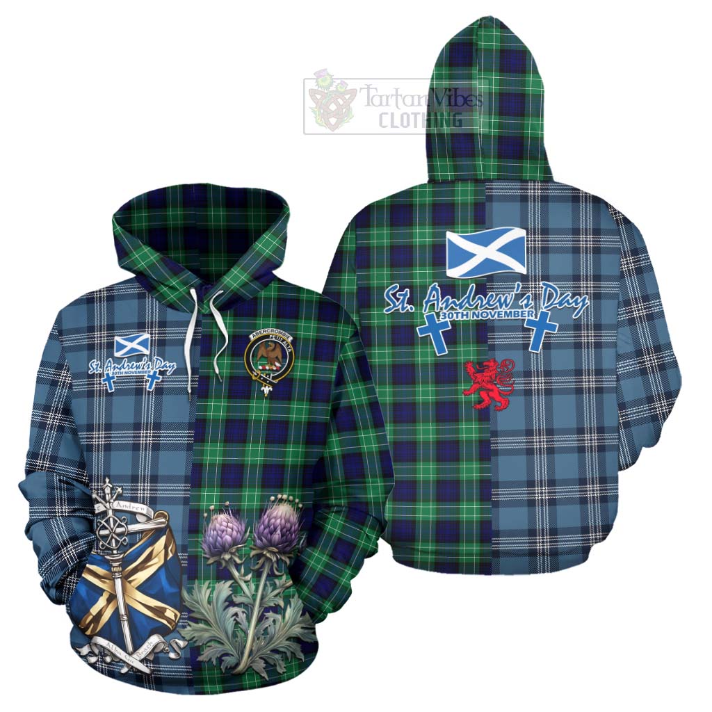 Tartan Vibes Clothing Abercrombie Tartan Hoodie Happy St. Andrew's Day Half Tartan Style