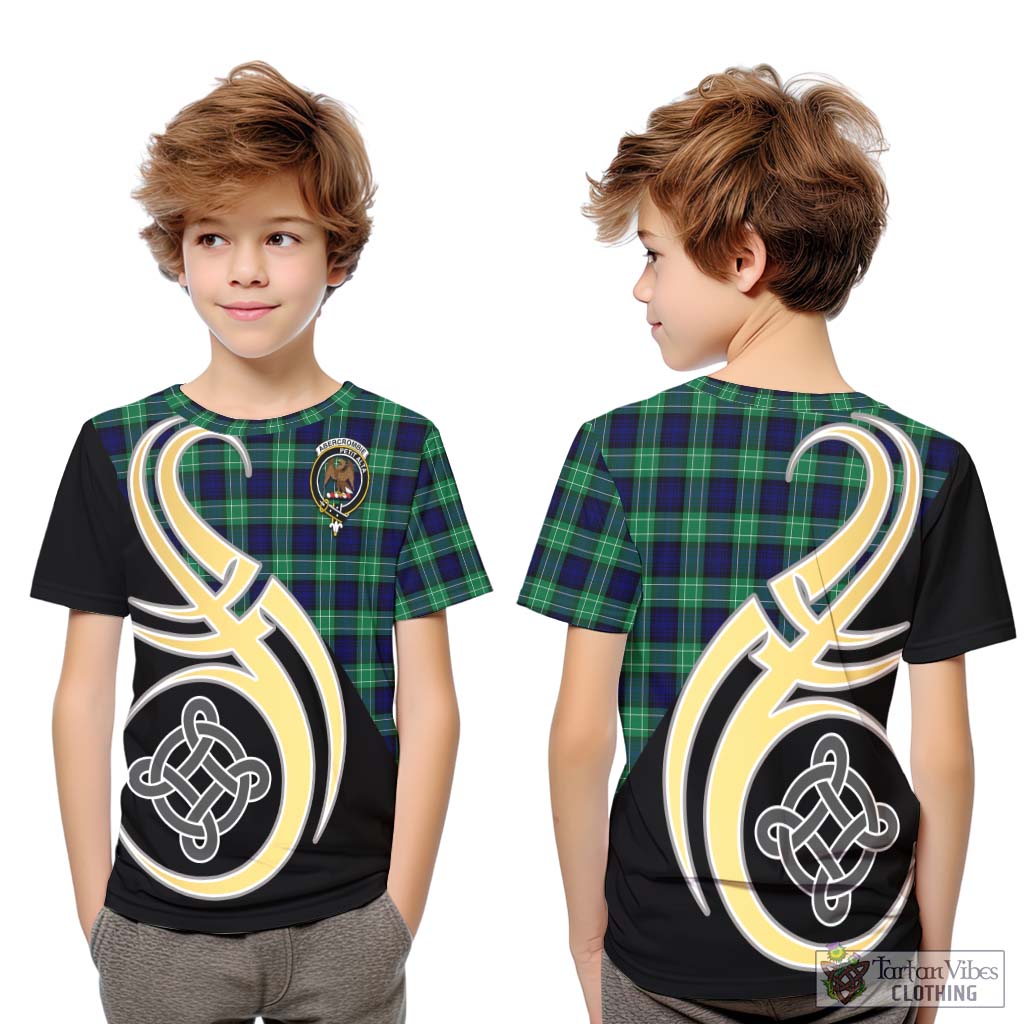 Abercrombie Tartan Kid T-Shirt with Family Crest and Celtic Symbol Style Youth XL Size14 - Tartan Vibes Clothing