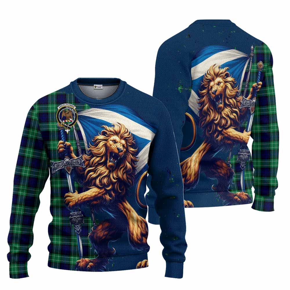 Tartan Vibes Clothing Abercrombie Tartan Family Crest Knitted Sweater with Scottish Majestic Lion