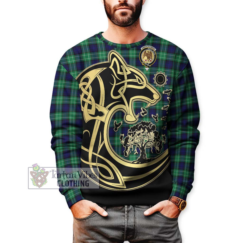 Abercrombie Tartan Sweatshirt with Family Crest Celtic Wolf Style Unisex - Tartan Vibes Clothing