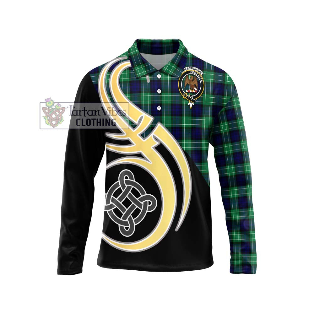 Abercrombie Tartan Long Sleeve Polo Shirt with Family Crest and Celtic Symbol Style Unisex - Tartan Vibes Clothing