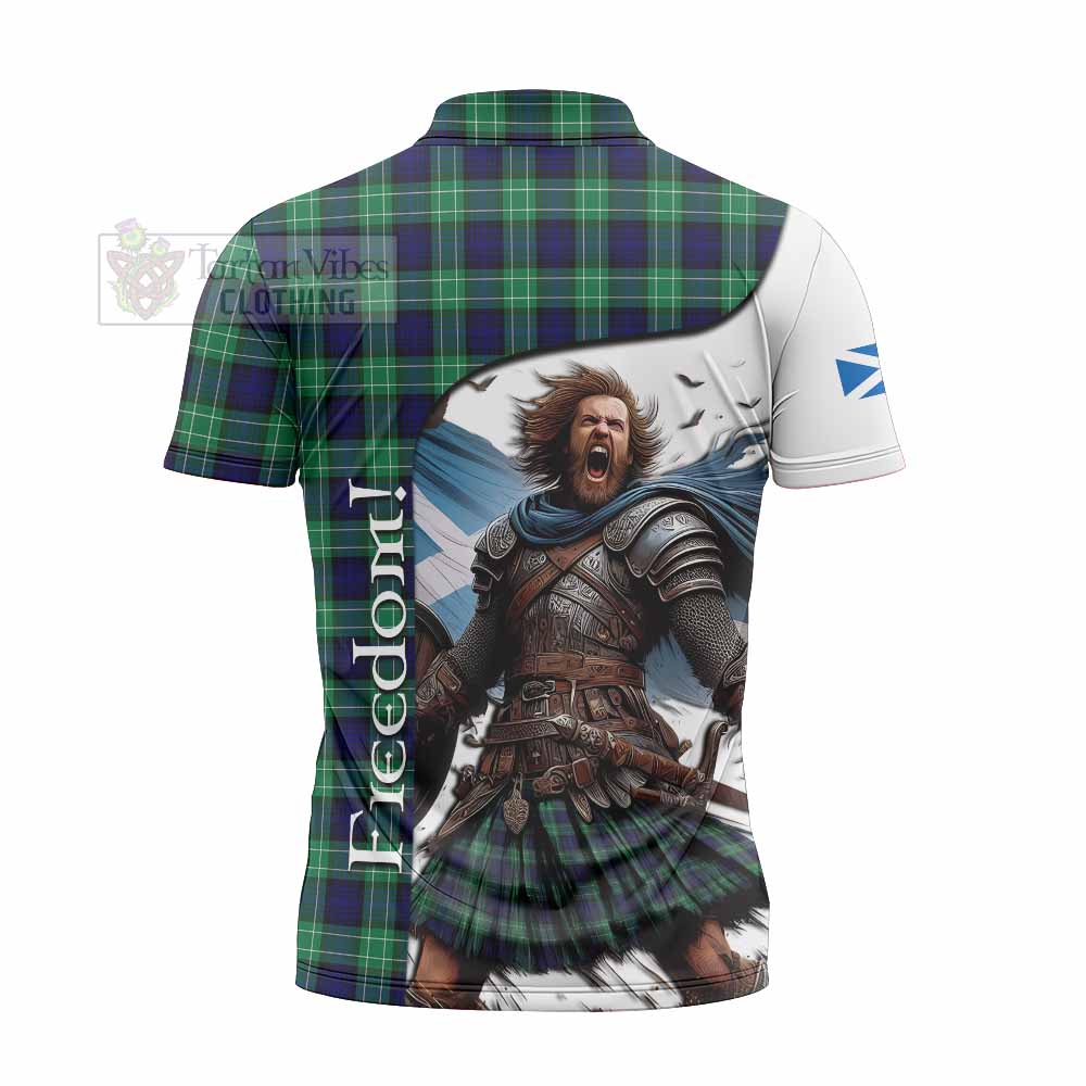 Tartan Vibes Clothing Abercrombie Crest Tartan Zipper Polo Shirt Inspired by the Freedom of Scottish Warrior