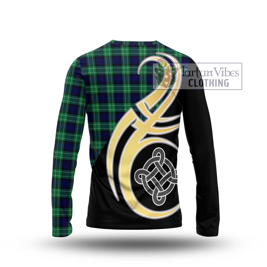 Abercrombie Tartan Long Sleeve T-Shirt with Family Crest and Celtic Symbol Style - Tartan Vibes Clothing