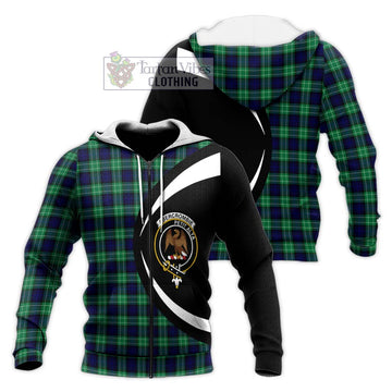 Abercrombie Tartan Knitted Hoodie with Family Crest Circle Style