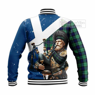 Abercrombie Tartan Baseball Jacket with Family Crest Scottish Bagpiper Vibes