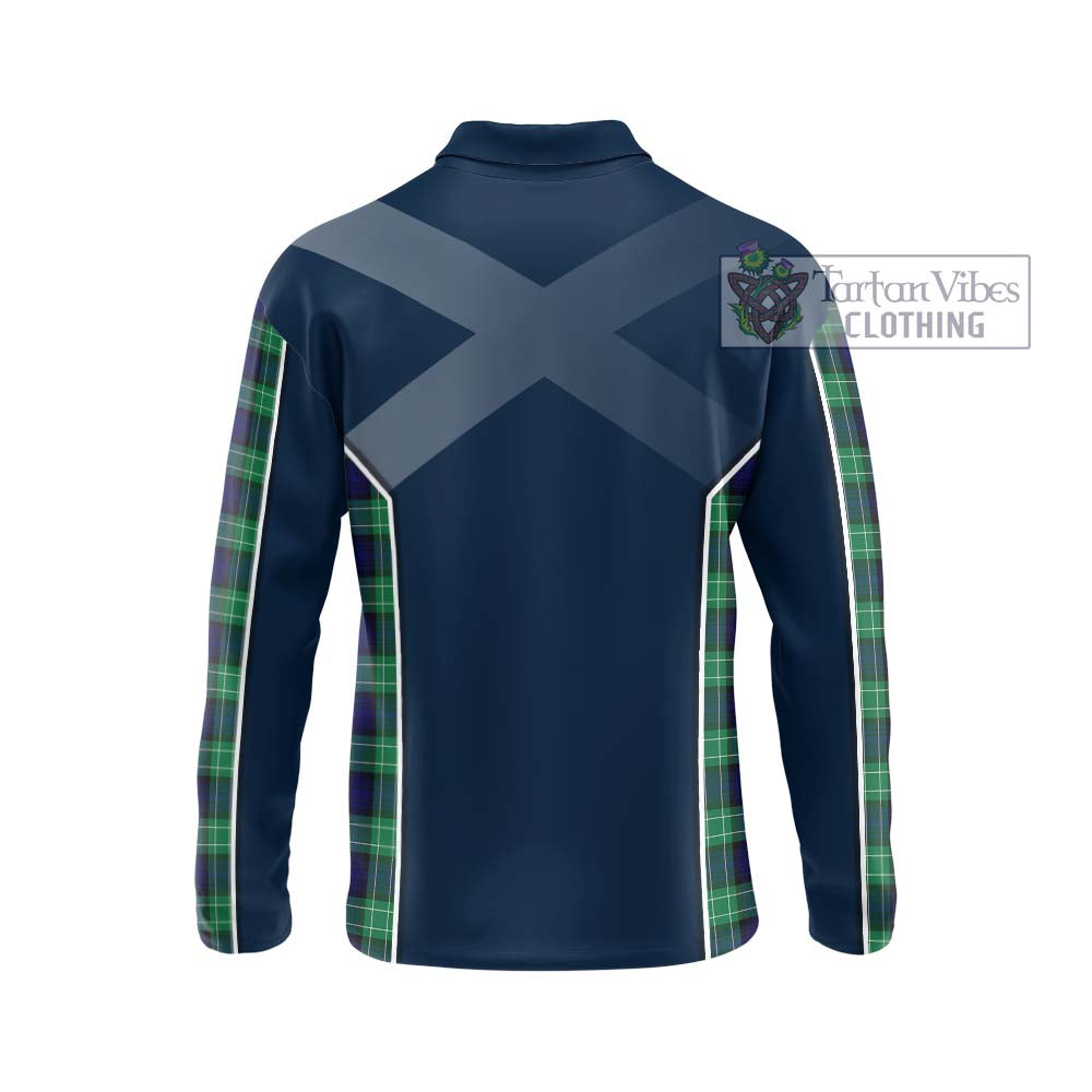 Abercrombie Tartan Long Sleeve Polo Shirt with Family Crest and Lion Rampant Vibes Sport Style - Tartan Vibes Clothing