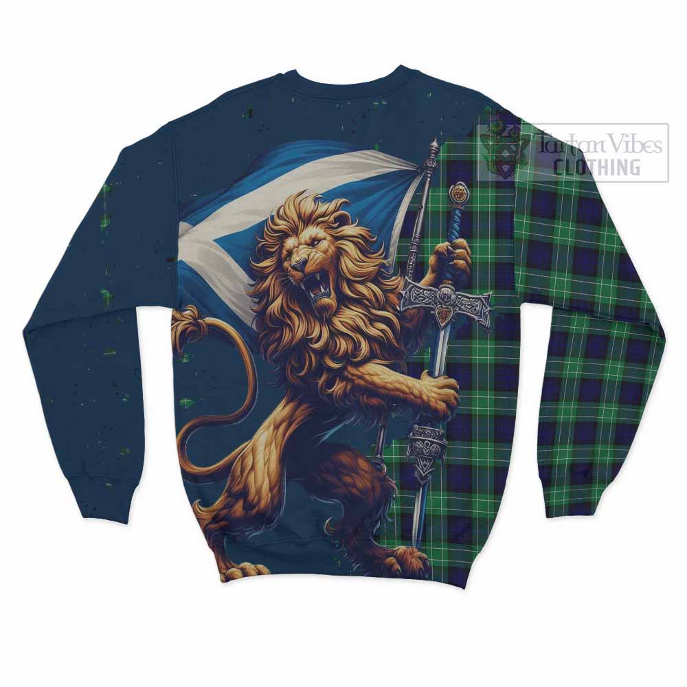 Tartan Vibes Clothing Abercrombie Tartan Family Crest Sweatshirt with Scottish Majestic Lion