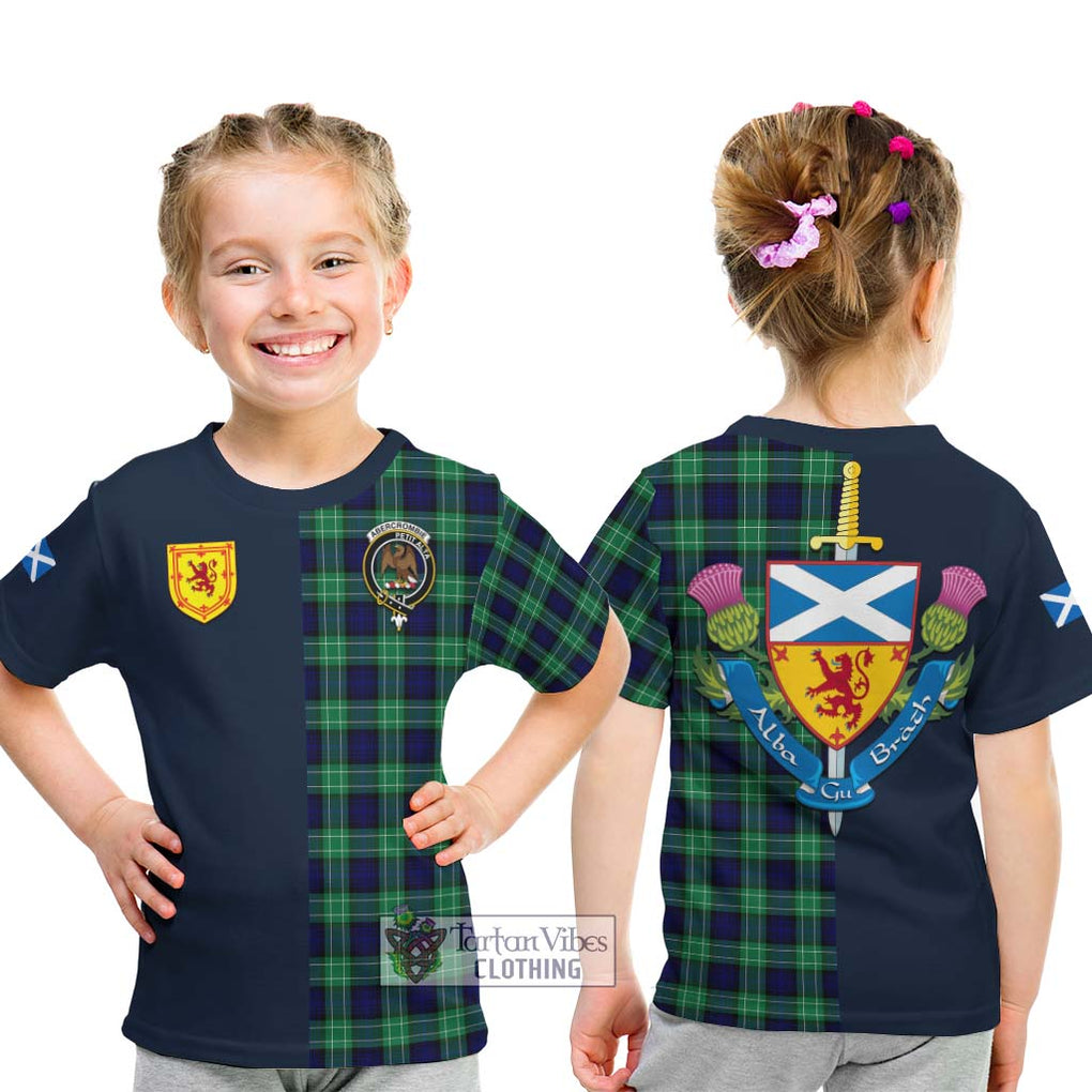 Tartan Vibes Clothing Abercrombie Tartan Kid T-Shirt with Scottish Lion Royal Arm Half Style