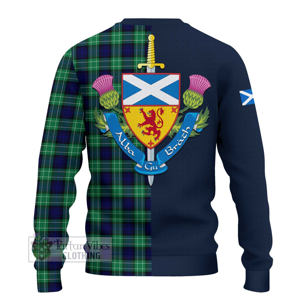 Tartan Vibes Clothing Abercrombie Tartan Knitted Sweater with Scottish Lion Royal Arm Half Style