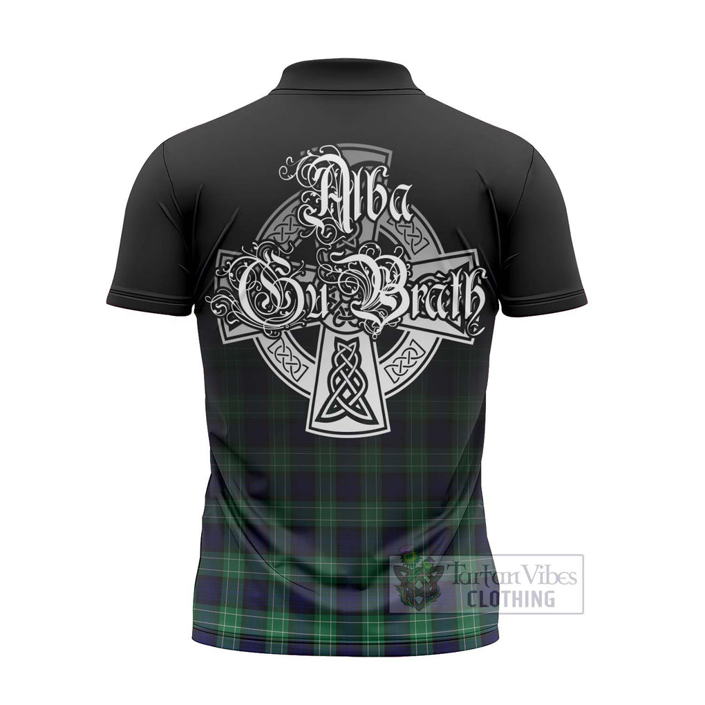 Tartan Vibes Clothing Abercrombie Tartan Zipper Polo Shirt Featuring Alba Gu Brath Family Crest Celtic Inspired