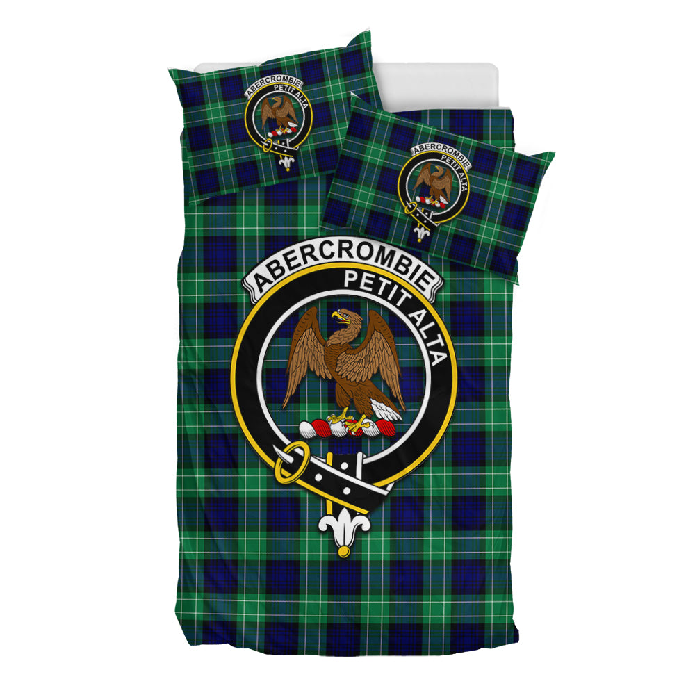 Abercrombie Tartan Bedding Set with Family Crest - Tartanvibesclothing