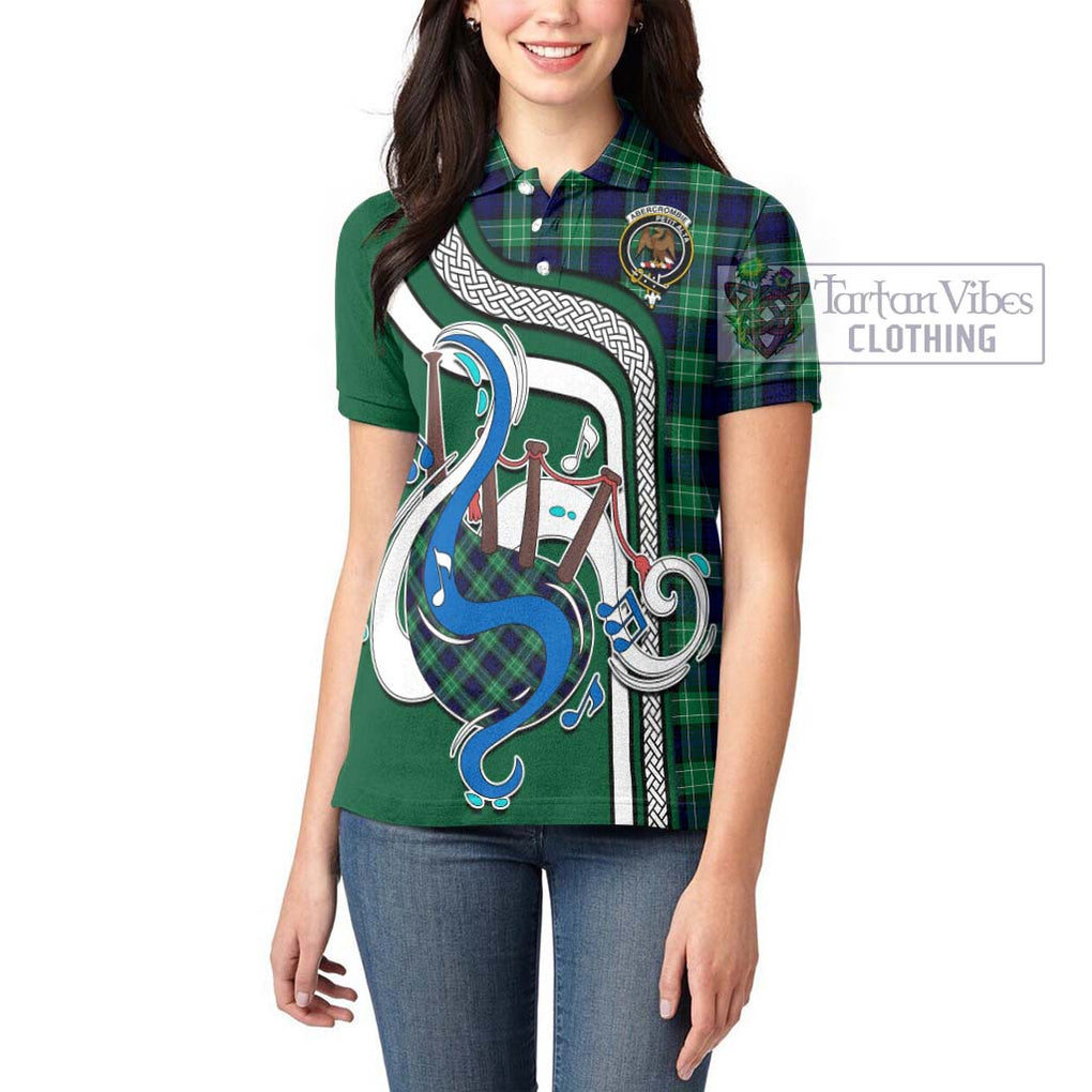 Abercrombie Tartan Women's Polo Shirt with Epic Bagpipe Style - Tartanvibesclothing Shop