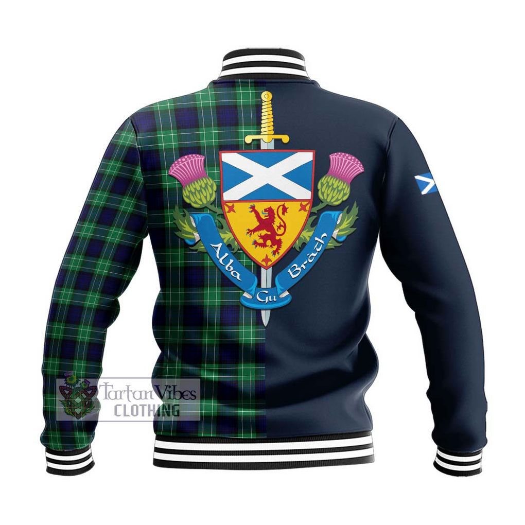 Tartan Vibes Clothing Abercrombie Tartan Baseball Jacket with Scottish Lion Royal Arm Half Style