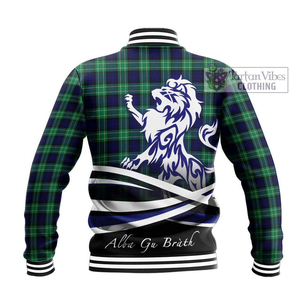 Abercrombie Tartan Baseball Jacket with Alba Gu Brath Regal Lion Emblem - Tartanvibesclothing Shop