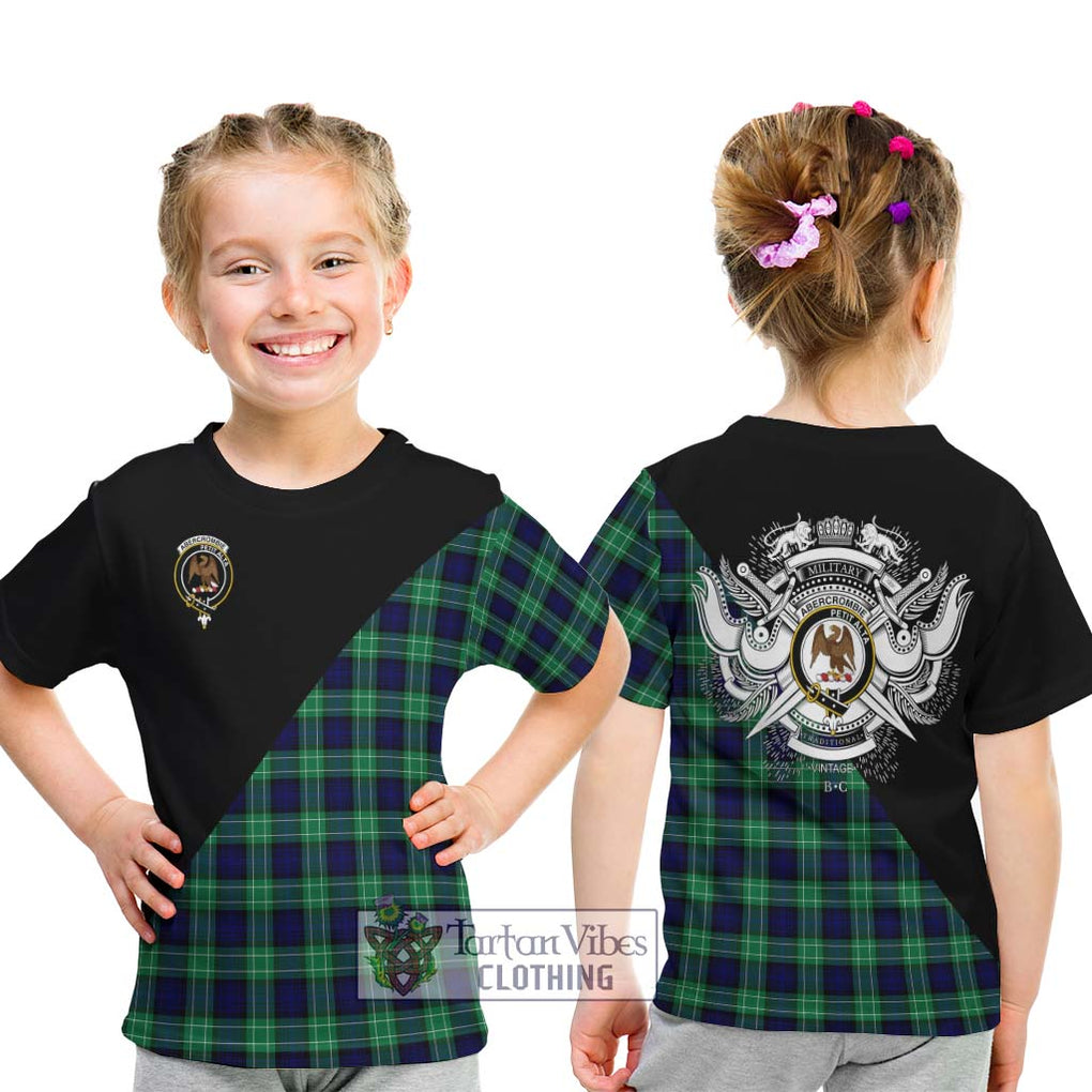 Abercrombie Tartan Kid T-Shirt with Family Crest and Military Logo Style - Tartanvibesclothing Shop