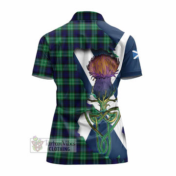 Abercrombie Tartan Family Crest Women's Polo Shirt Scottish Thistle Celtic Inspired