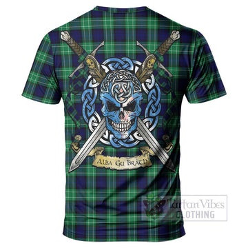 Abercrombie Tartan T-Shirt with Family Crest Celtic Skull Style