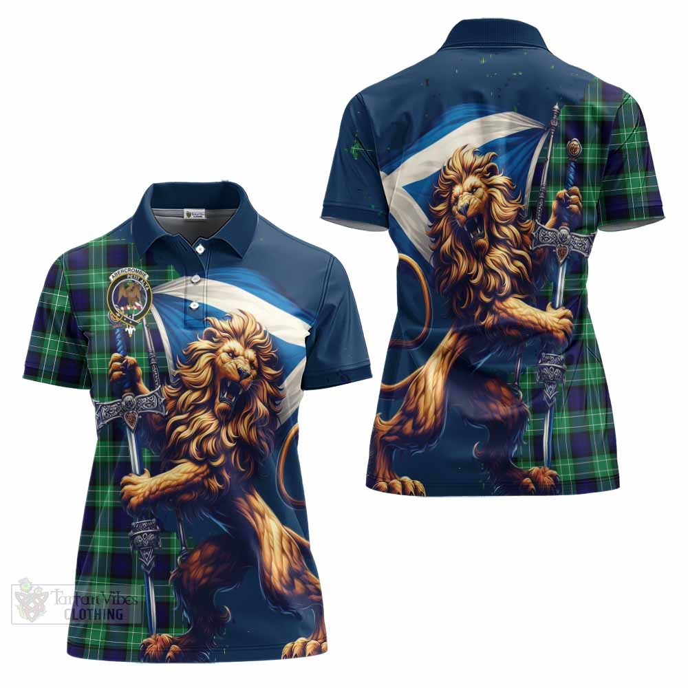 Tartan Vibes Clothing Abercrombie Tartan Family Crest Women's Polo Shirt with Scottish Majestic Lion