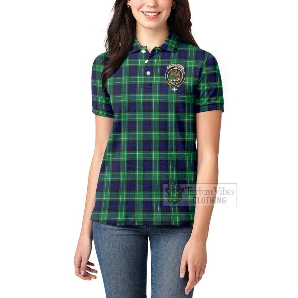 Tartan Vibes Clothing Abercrombie Tartan Women's Polo Shirt with Family Crest and Bearded Skull Holding Bottles of Whiskey