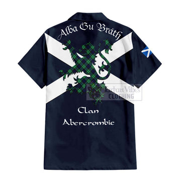 Abercrombie Tartan Lion Rampant Short Sleeve Button Shirt  Proudly Display Your Heritage with Alba Gu Brath and Clan Name