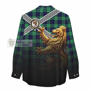 Abercrombie Crest Tartan Women's Casual Shirt with Golden Lion Emblem Celtic Style - Tartan Vibes Clothing