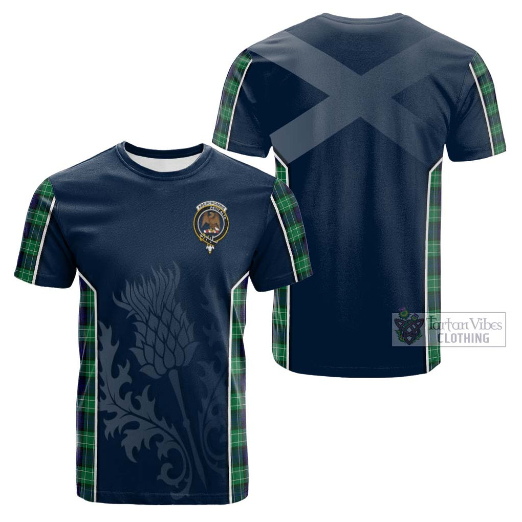 Tartan Vibes Clothing Abercrombie Tartan Cotton T-shirt with Family Crest and Scottish Thistle Vibes Sport Style