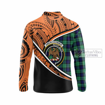 Abercrombie Crest Tartan Long Sleeve Polo Shirt with Polynesian Vibes Style - Orange Version