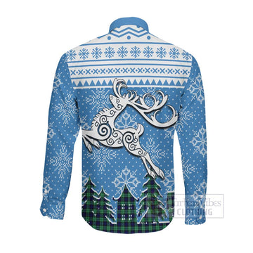 Abercrombie Clan Christmas Long Sleeve Button Shirt Celtic Reindeer Style