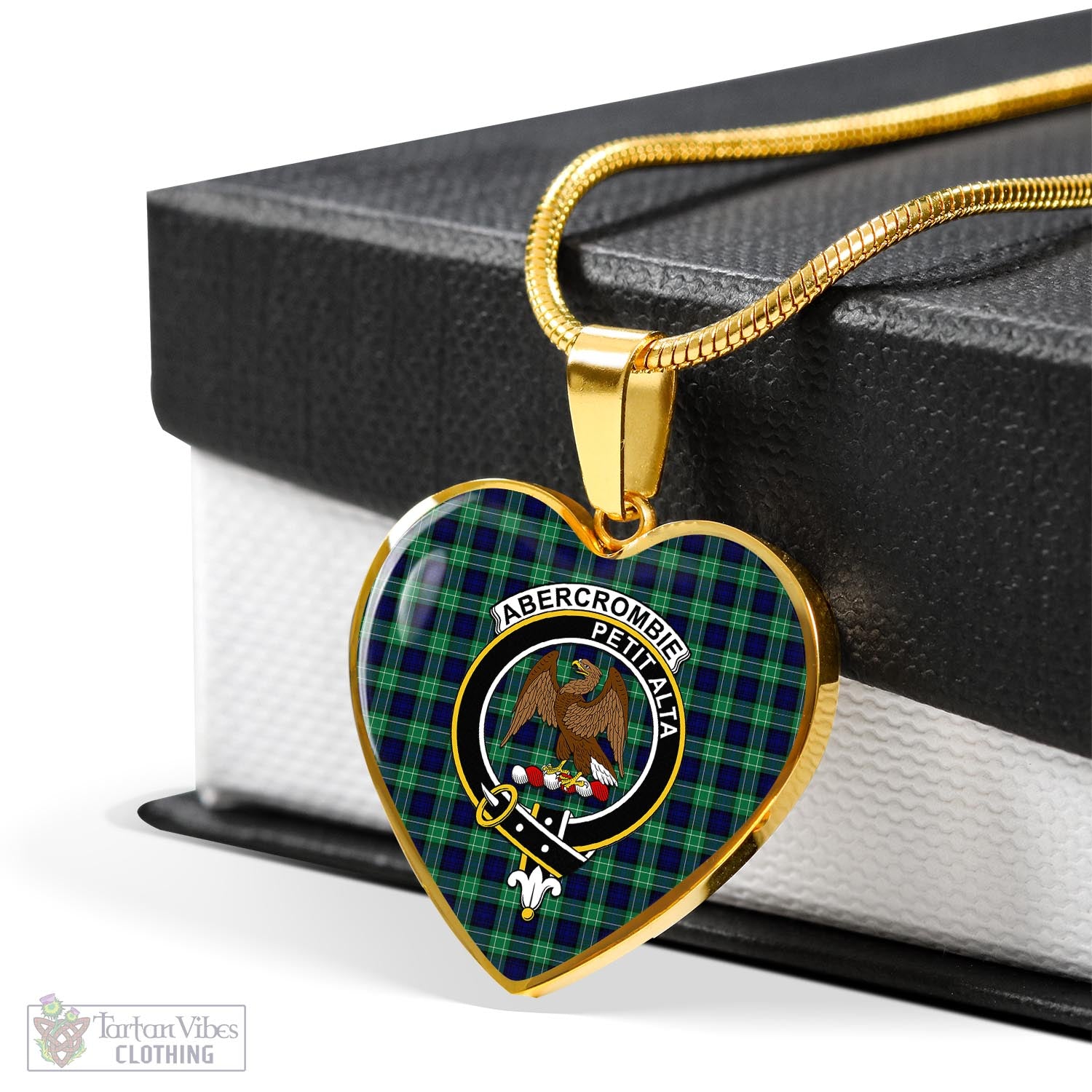 Tartan Vibes Clothing Abercrombie Tartan Heart Necklace with Family Crest