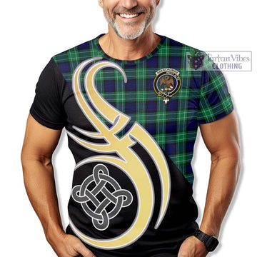 Abercrombie Tartan T-Shirt with Family Crest and Celtic Symbol Style