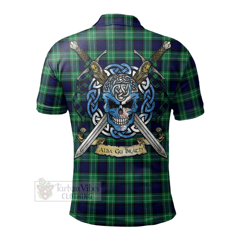 Tartan Vibes Clothing Abercrombie Tartan Polo Shirt with Family Crest Celtic Skull Style