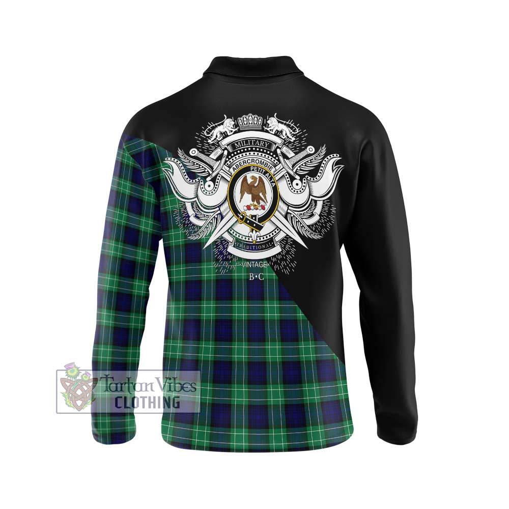 Abercrombie Tartan Long Sleeve Polo Shirt with Family Crest and Military Logo Style - Tartanvibesclothing Shop