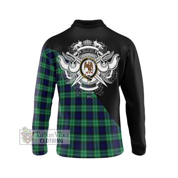 Abercrombie Tartan Long Sleeve Polo Shirt with Family Crest and Military Logo Style