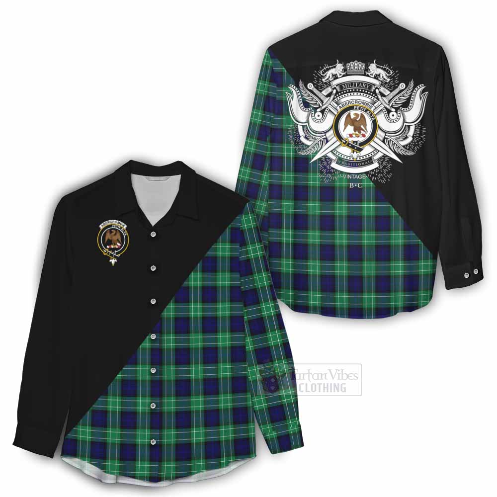 Tartan Vibes Clothing Abercrombie Tartan Women's Casual Shirt with Family Crest and Military Logo Style