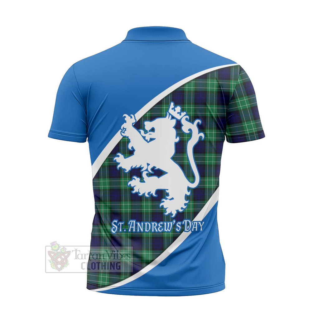 Tartan Vibes Clothing Abercrombie Family Crest Tartan Zipper Polo Shirt Celebrate Saint Andrew's Day in Style