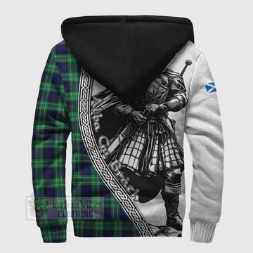 Abercrombie Tartan Clan Crest Sherpa Hoodie with Highlander Warrior Celtic Style