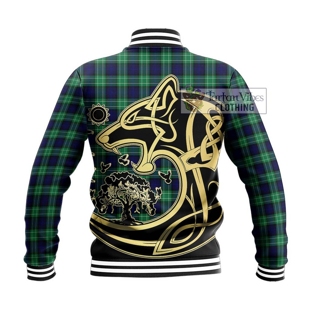 Abercrombie Tartan Baseball Jacket with Family Crest Celtic Wolf Style - Tartan Vibes Clothing