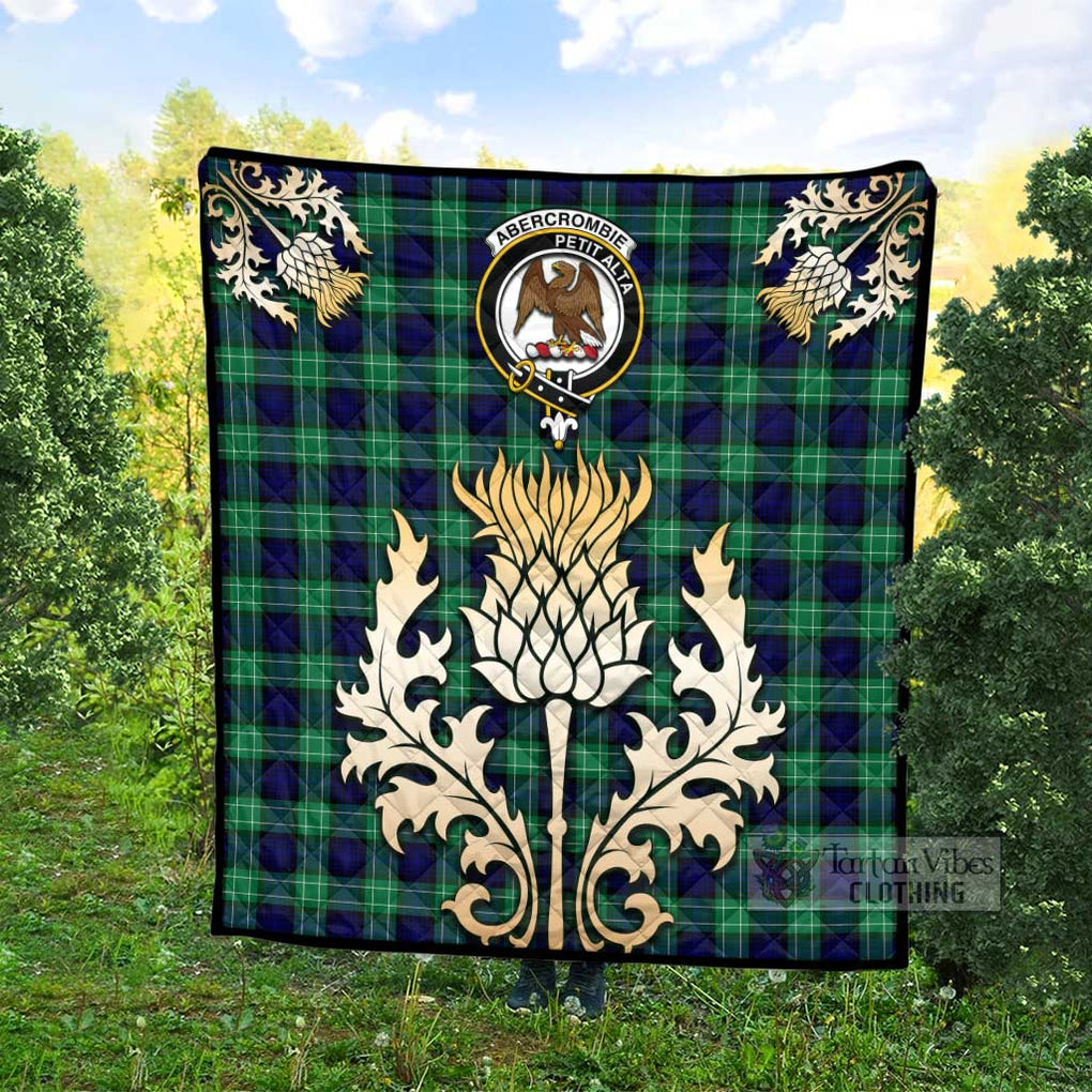 Tartan Vibes Clothing Abercrombie Tartan Quilt with Family Crest and Golden Thistle Style